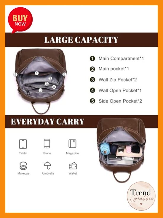 Genuine Leather Convertible Backpack Purse Women Anti Theft Travel Handbag main image 4